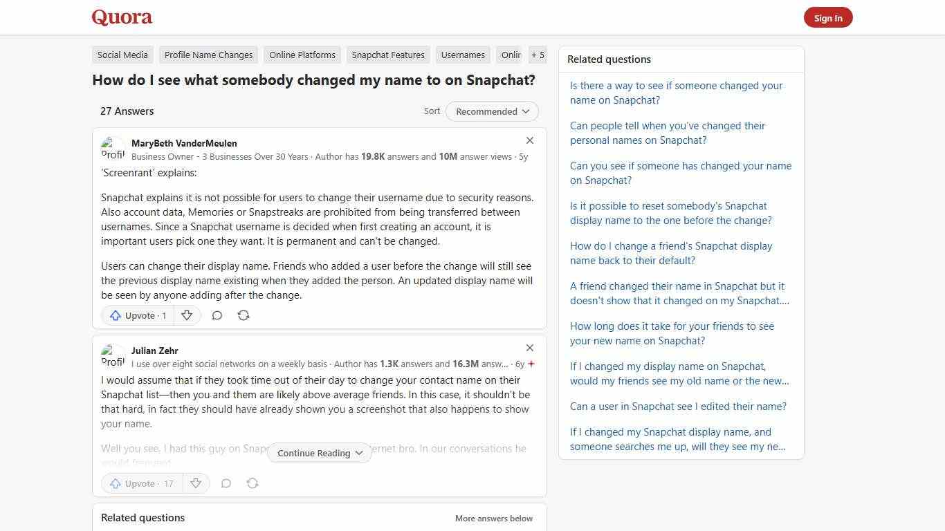 How to see what somebody changed my name to on Snapchat - Quora